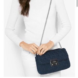 MICHAEL Michael Kors Quilted Navy Crossbody Bag with Silver Hardware